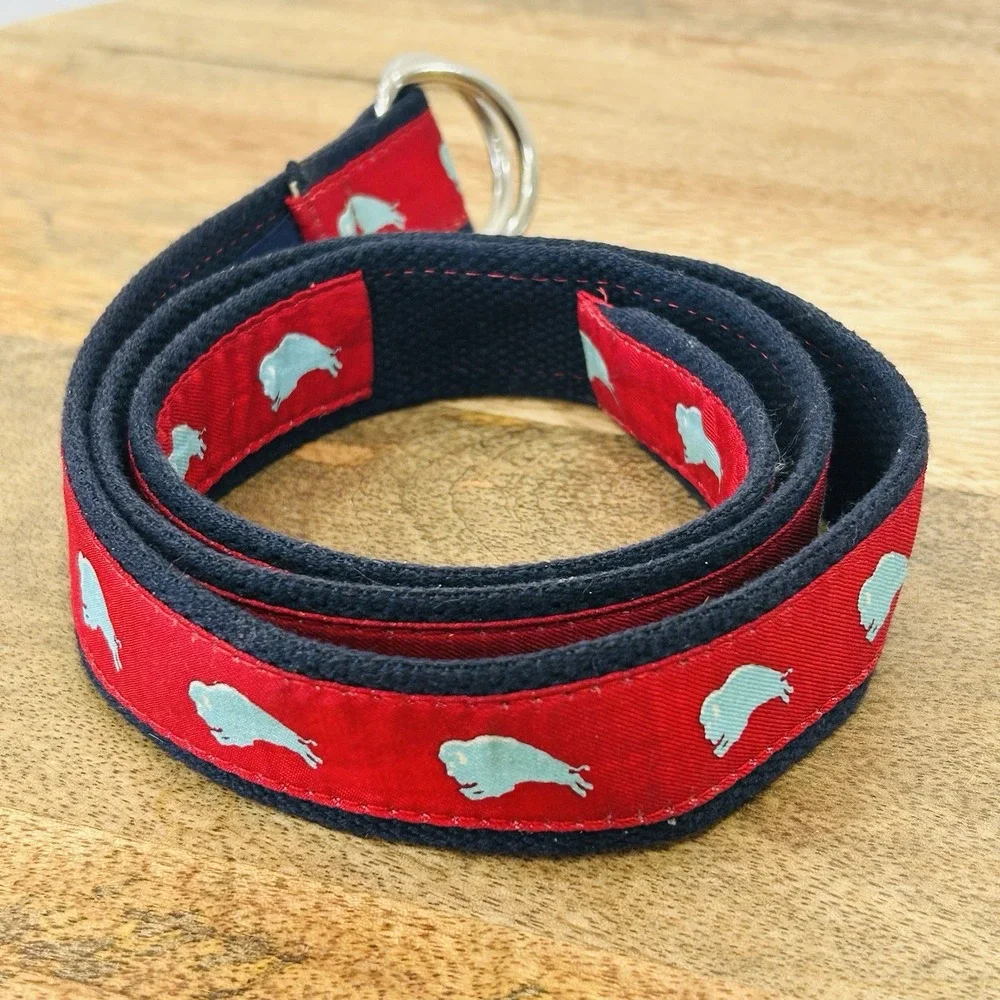 Vineyard Vines  Buffalo Navy Red D-Ring Belt Large